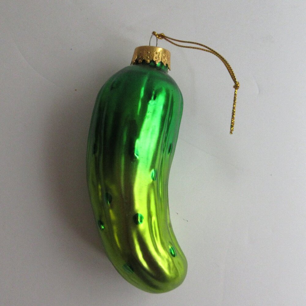 Pickle Glass Ornament by Unique Treasures Handcrafted Green Ombre 4" Good Luck